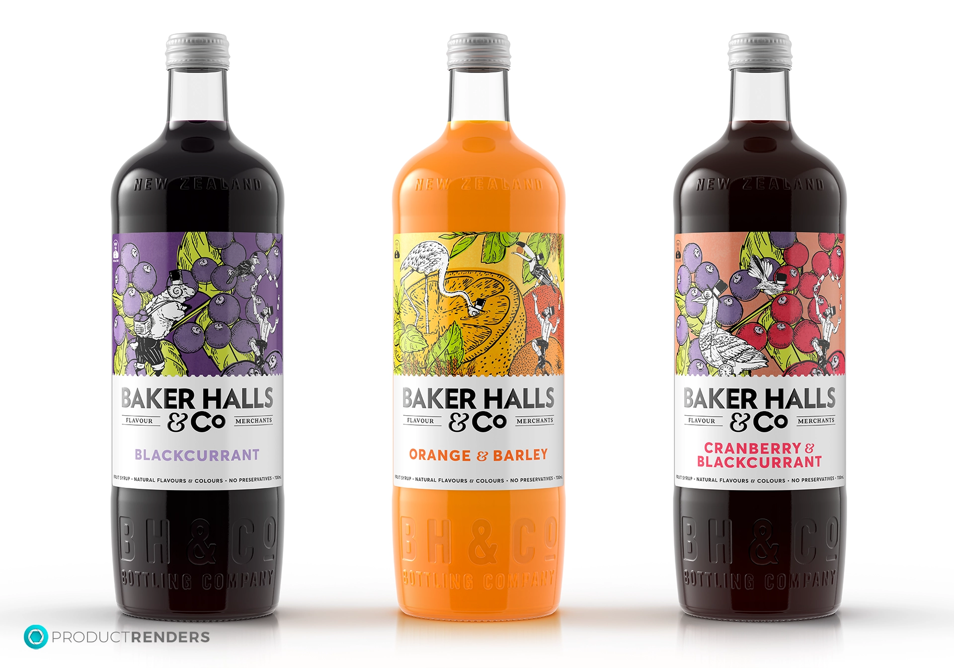 Three Baker Baker Halls & Co low-calorie soft drinks in Lemon & Barley, Orange & Barley and Lime flavours.