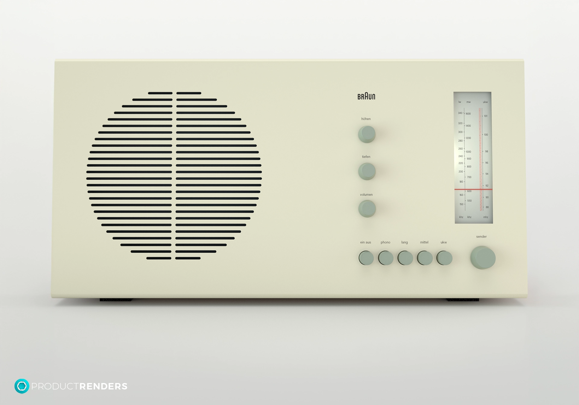 A vintage Braun RT2 radio designed by Dieter Rams in 1961.