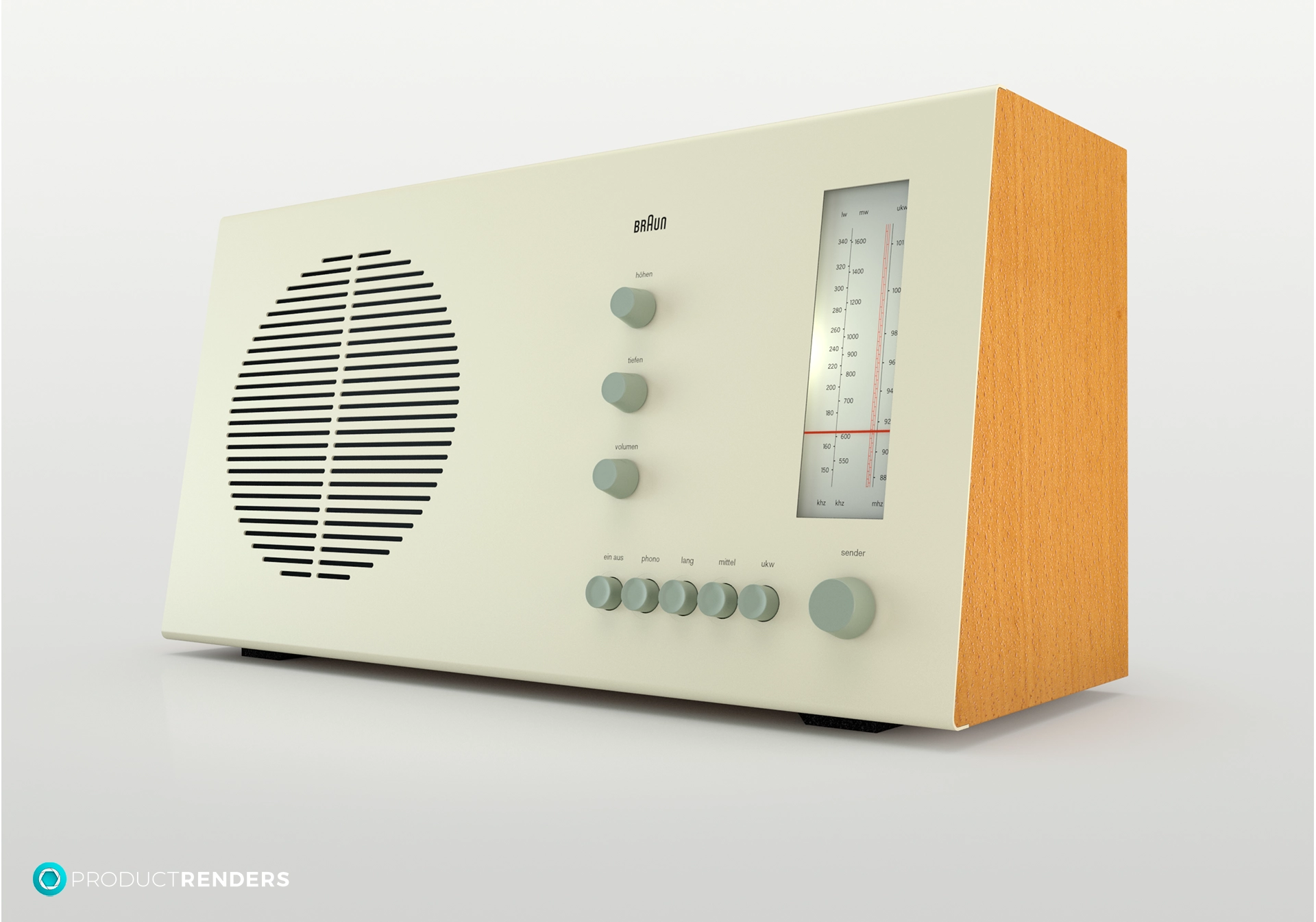 A vintage Braun RT2 radio designed by Dieter Rams in 1961.