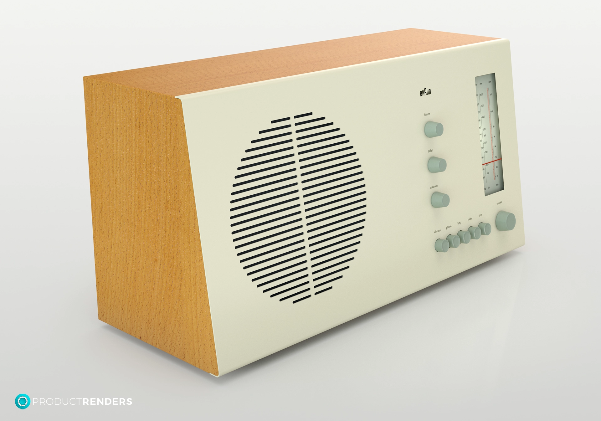 A vintage Braun RT2 radio designed by Dieter Rams in 1961.