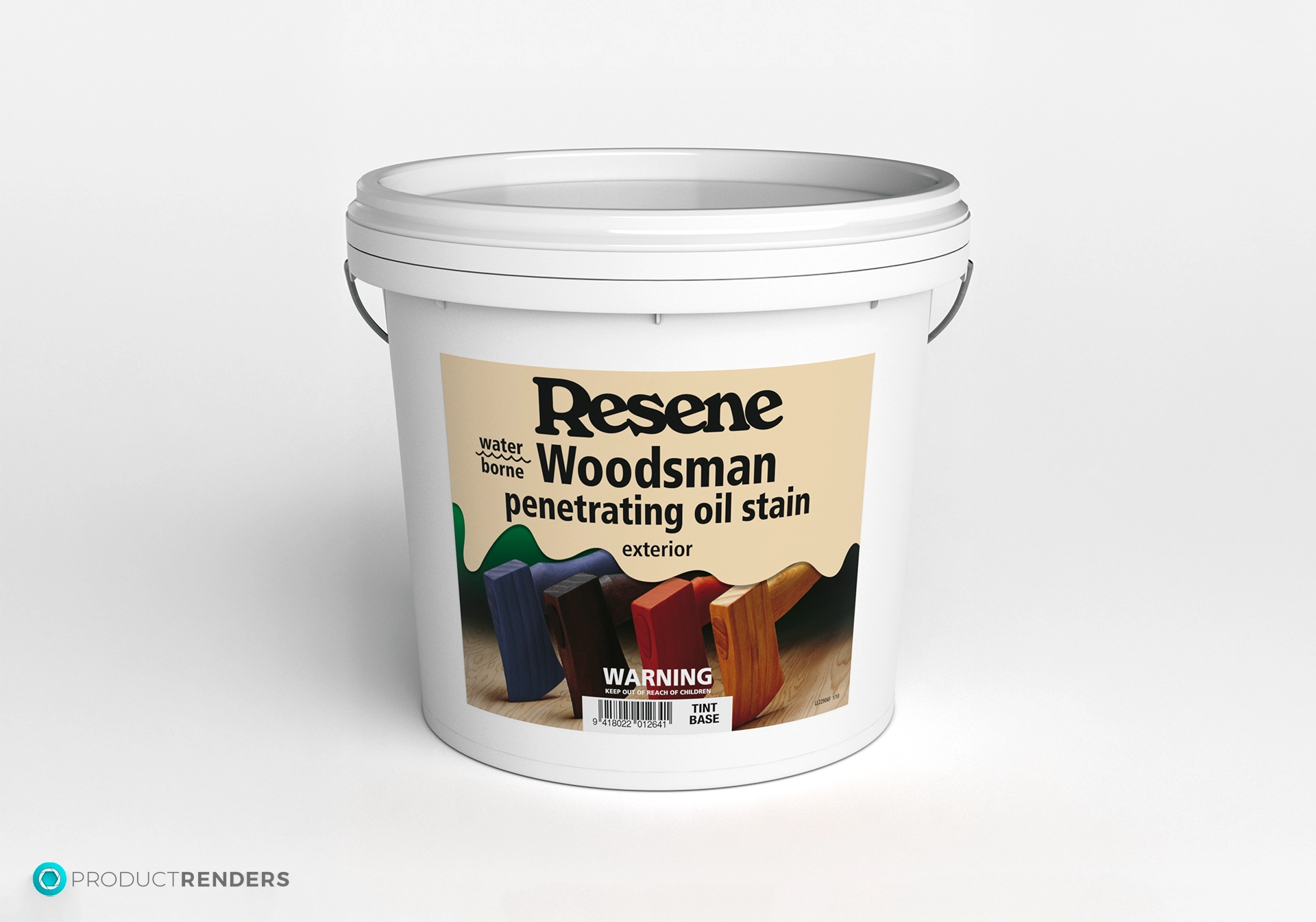 A bucket of Resene Woodsman water borne penetrating oil stain.