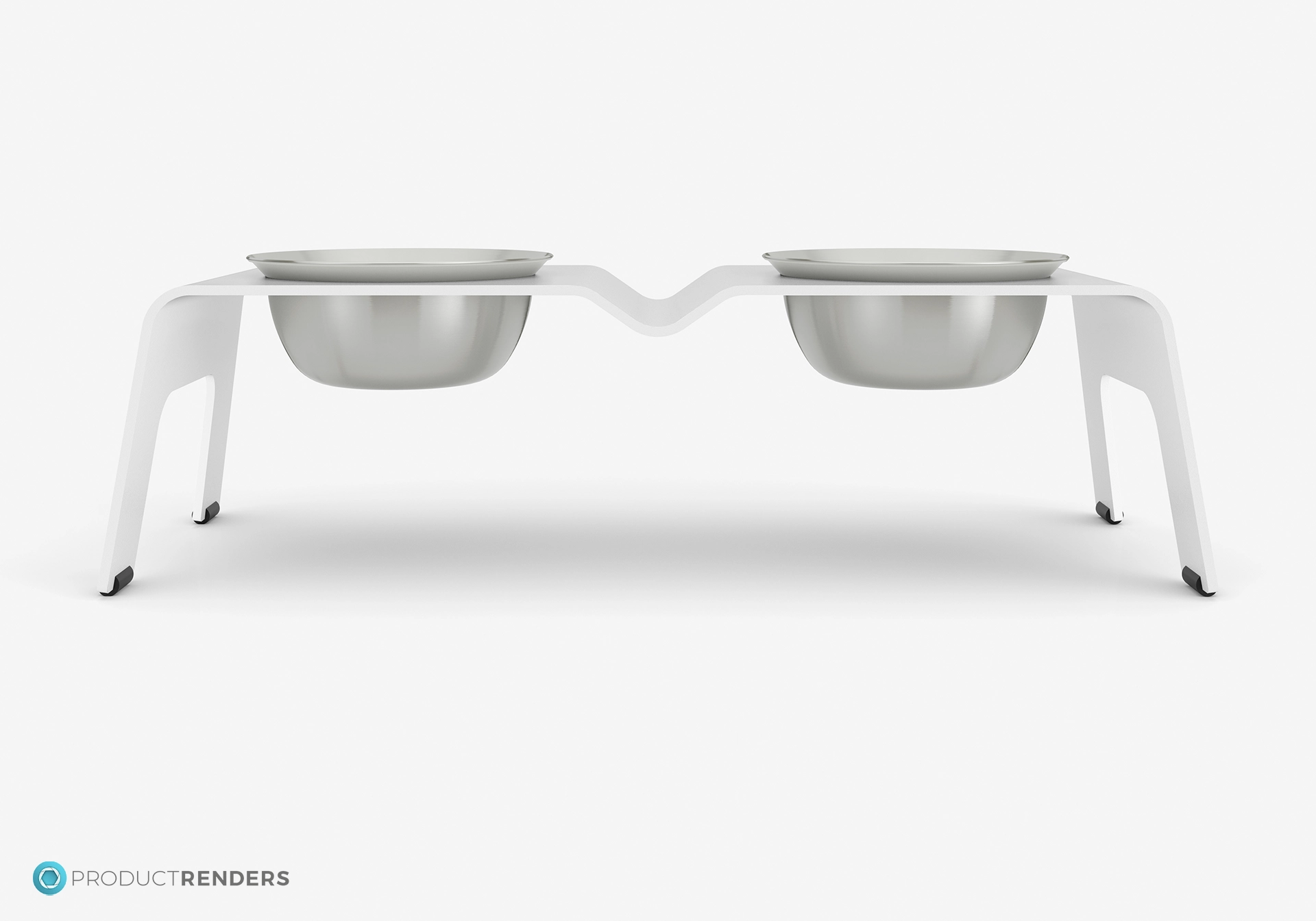A side angle Subwoofer Ōhope Duo elevated dog bowl in white.
