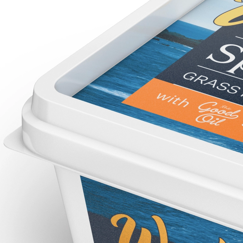 A close-up preview render of the Westgold Spreadable 250g retail container.