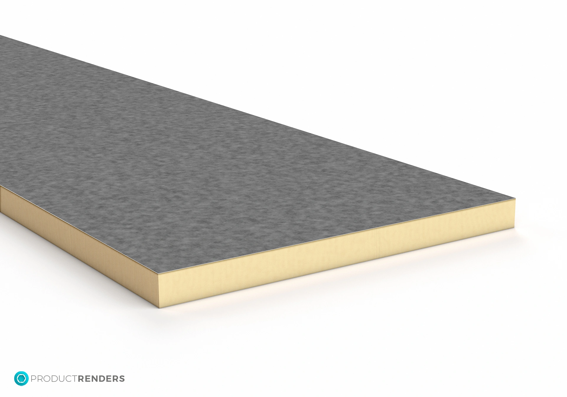 A render of a paper face insulation board panel.