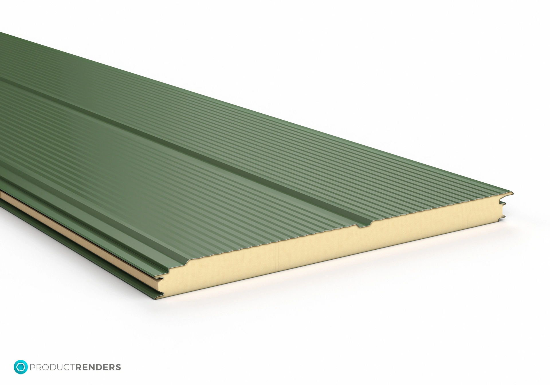 A render of a wave single rib roof panel.