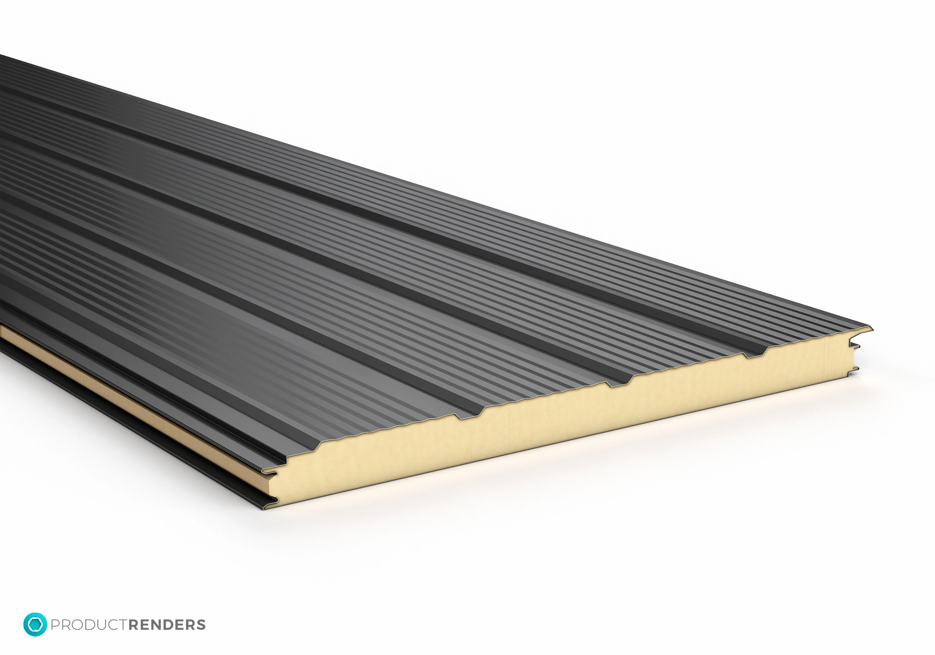 A render of a wave triple rib roof panel.